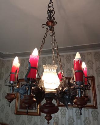 LAMPADARIO FERRO BATTUTO 7 LAMPADE