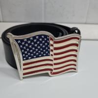 Cintura nera fibbia bandiera americana U.S.A.