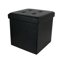 Pouf contenitore ecopelle nero cubo design moderno