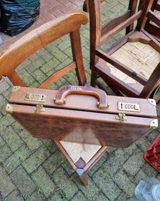 Valigetta in radica di legno con interno in vera p