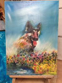 Aldo Del Bianco Pastore Tedesco - Acrilico, 70x100