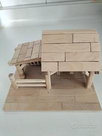 capanna presepe artigianale in legno 