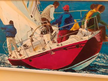 olio su tela   " barca a vela"