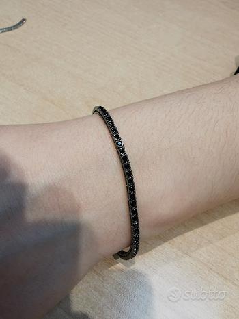 Bracciale tennis in argento e zirconi neri