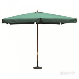 Ombrellone da Giardino 3x4 m Verde Palo in Legno