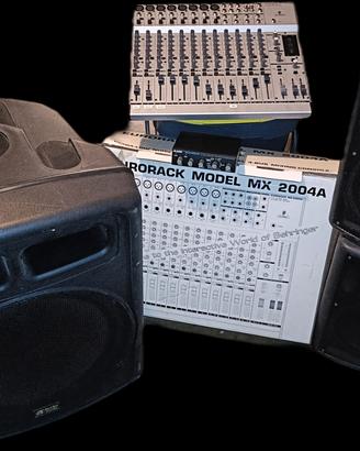 SET mixer, unità effetti voce, 2 casse e subwoofer