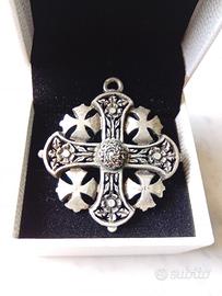 ciondolo vintage croce di Gerusalemme in  argento 