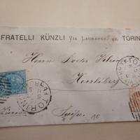 Busta 1880 TORINO per Svizzera - Mista Bicolore UP