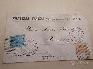Busta 1880 TORINO per Svizzera - Mista Bicolore UP