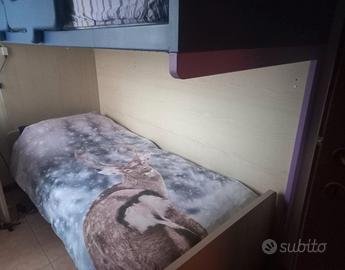 Letto castello con letto sotto separato+materassi