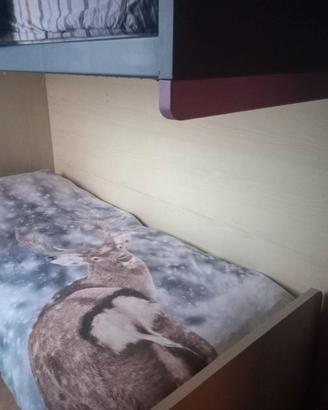 Letto castello con letto sotto separato+materassi