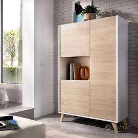 Credenza 81x135 in legno naturale e bianco