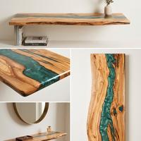 mensola in legno di ulivo e resina