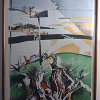 litografia originale M. Logli -"paesaggio"