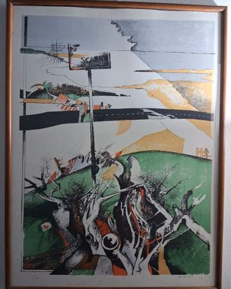 litografia originale M. Logli -"paesaggio"