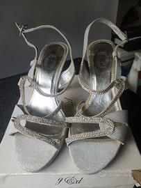 sandali argentati con strass n 39