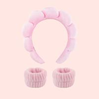 Cerchietto e polsini in spugna per Skincare - Rosa