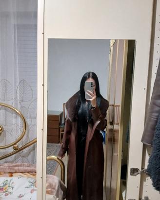 capotto in pelle con pelliccia 