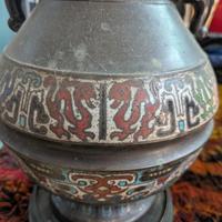 Coppia antichi vasi giapponesi in bronzo