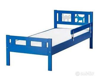 Lettino Ikea Kritter blu + materasso + piumino