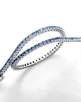 Bracciale tennis oro bianco con pietre acquamarina