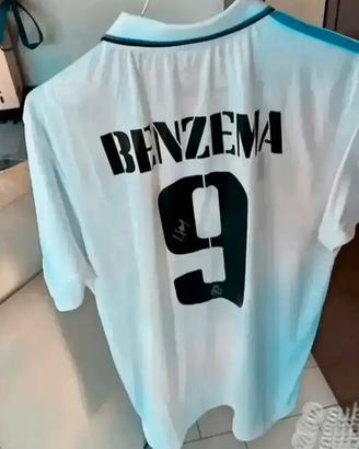 Maglia real madrid benzema autografata