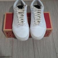  scarpe vans old skool bianche in pelle, numero 39
