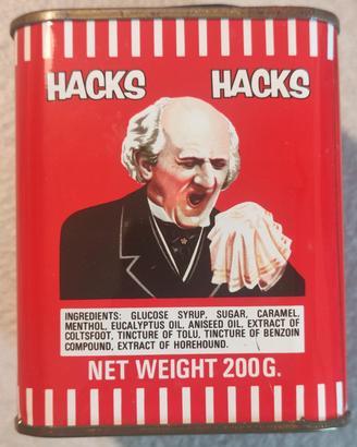 Scatola di latta anni '70 caramelle Hacks