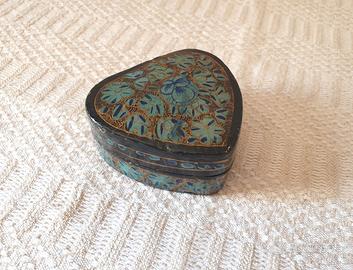 Scatolina portagioie Papier Mache Vintage a cuore