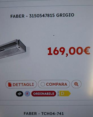 Cappa sottopensile 90cm Faber nuova