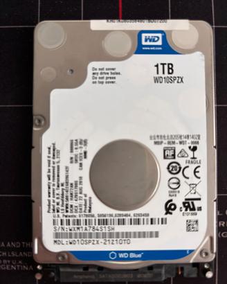 HARD DISK WD BLUE 1TB 2,5" 5400 RPM 1000GB 1 TERA
