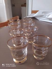 Set 8 bicchieri vintage con bordo dorato