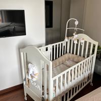 Lettino legno laccato Nanan completo di accessori
