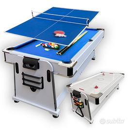 Biliardo Pingpong Air Hockey Mattew Bianco Blu