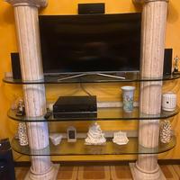 Arredo per sala,in travertino e cristallo