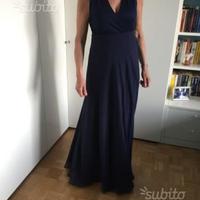 Vestito blu con giacchina in pizzo per matrimonio