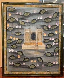 Dipinto Indiano su Tela con Cornice Verde