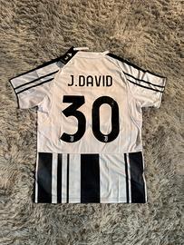 Maglia Calcio J. David Replica 2025/2026 Bianconera, Taglie Bambino E Adulto