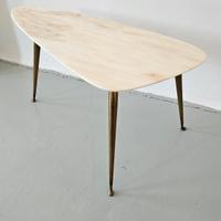 Tavolino in ottone e ripiano in marmo anni 50