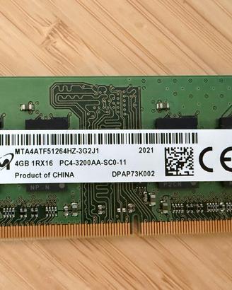RAM 4GB DDR4 3200 SO-DIMM Micron per portatile