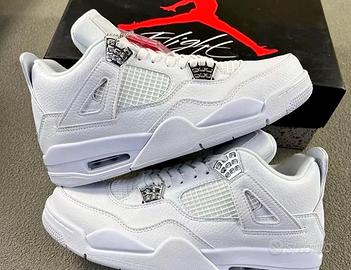 Jordan 4 Retro Bianco puro fibbia argento - 40