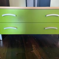 Cassettiera colorata con cassetti scorrevoli