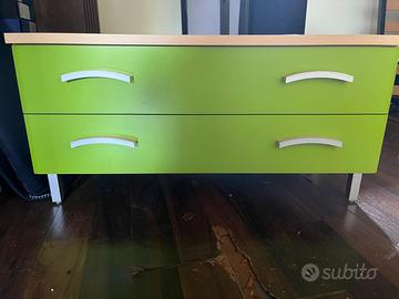 Cassettiera colorata con cassetti scorrevoli