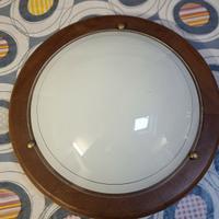 Plafoniera in legno e vetro satinato – diametro 31