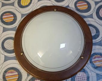 Plafoniera in legno e vetro satinato – diametro 31