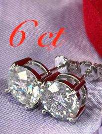 Orecchini argento 6 ct diamante moissanite