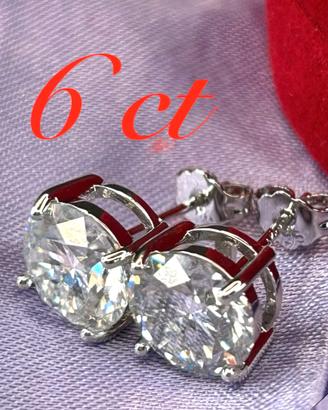 Orecchini argento 6 ct diamante moissanite