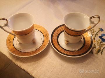  2 tazzine caffè vintage Shumann Porcellana in oro