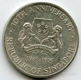 SINGAPORE 5 DOLLARI 1975 ARGENTO 31,41g NAVE 10 AN