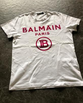 T-shirt bianca con logo Balmain Paris
